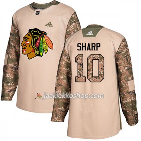 Miehille NHL Chicago Blackhawks Pelipaita Patrick Sharp 10 Adidas 2017-2018 Camo Veterans Day Practice Authentic